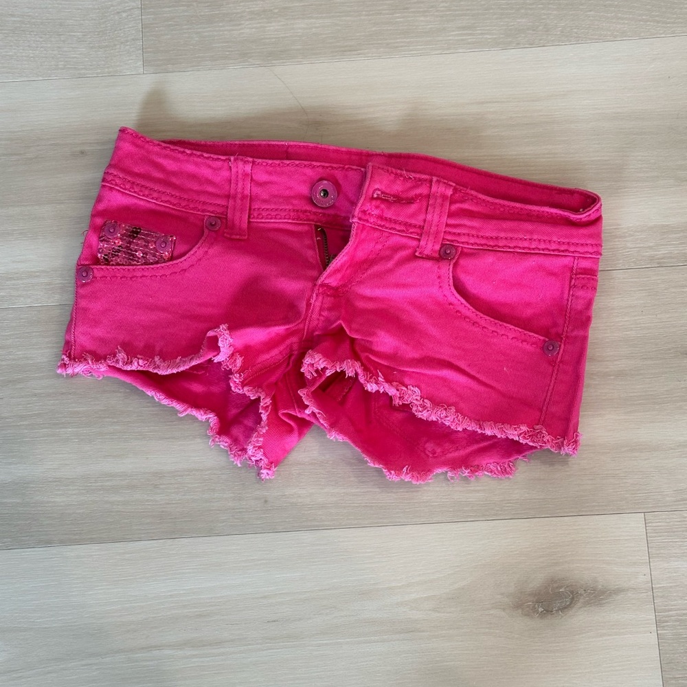 Hot pink jean shorts